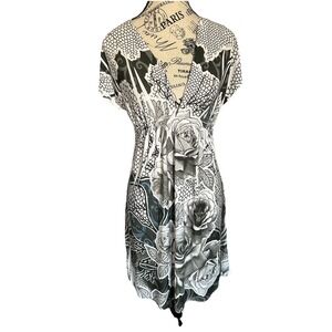 Women's Vintage Color In Motion Y2K Floral Graphic Print Dress L Made In USA